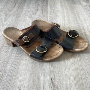 Dansko Lenny Black Slide Block Heel Sandals